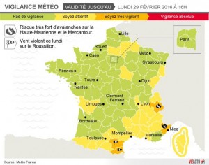 Meteo France have issued an orange warning for four departments