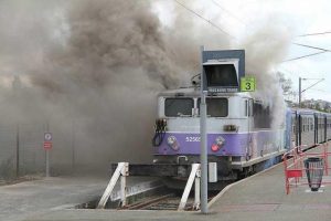 Locomotive on Fire at Laval railway station