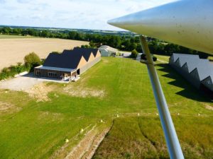 New clubhouse and hangars at the Pouance Aerodrome