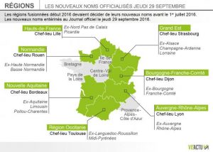 The new names of the merged regions of France has been announced