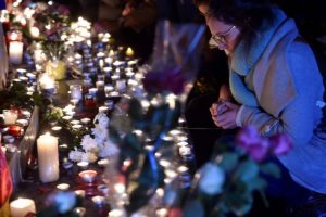 Candles lit for the victims of the terrorism attack in Paris