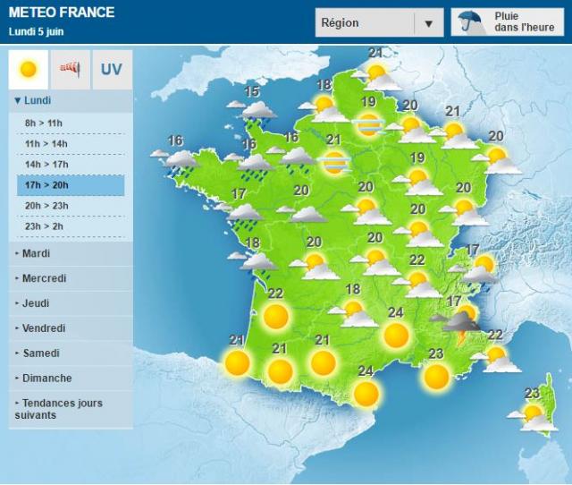 Weather on Monday afternoon: it changes in  the west