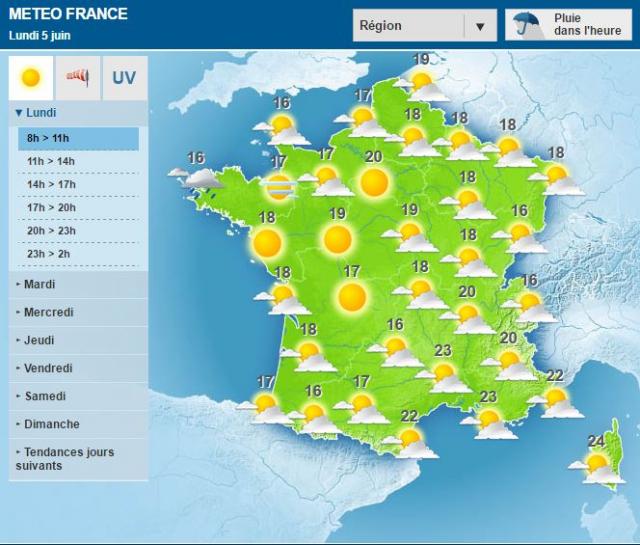 The weather on Monday morning is pretty good, except the Finistère .. | Meteo France