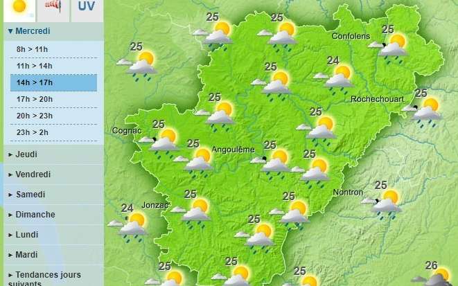 Rain and clouds moving over the Charente department this Wednesday afternoon