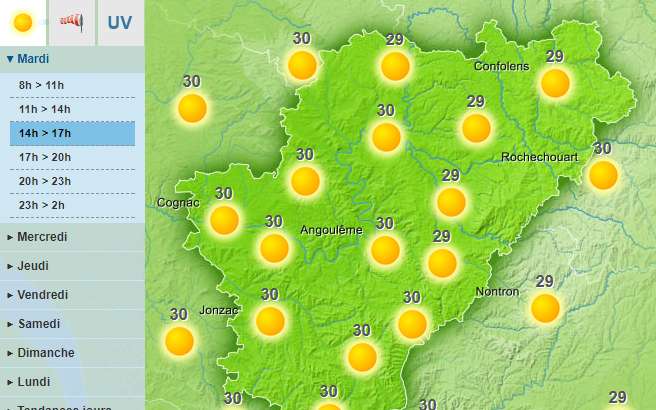 A sunny afternoon for the Charente with temperatures of 30 degrees