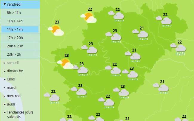 The afternoon weather forecast for the Charente department