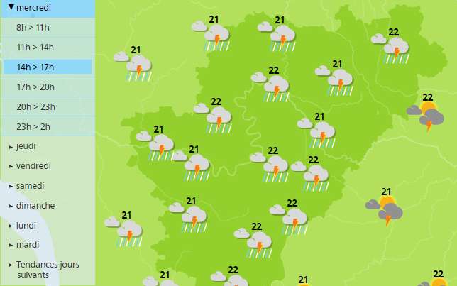 Thunderstorms and rain forecast across the whole of the Charente this afternoon