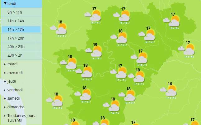 Cooler today in the Charente with some showers throughout the afternoon