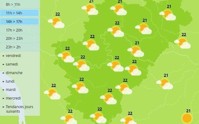 The afternoon weather forecast for the Charente department