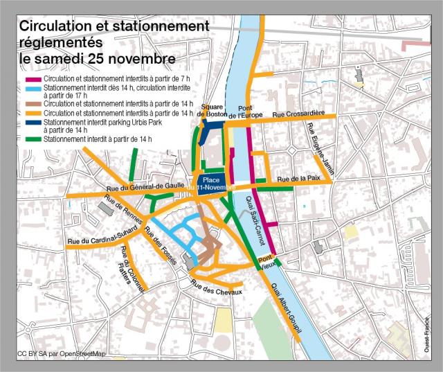 The parking and traffic will be gradually banned during the day, and dams with blockers vehicles will be installed at the entrance of each channel leading to the city center of Laval