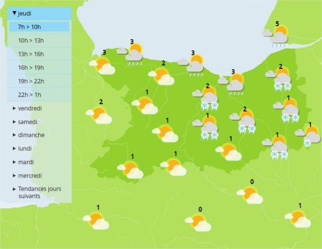 Snow, sleet and rain fell Thursday morning on the Plain of Caen, Falaise and the country of the Auge.