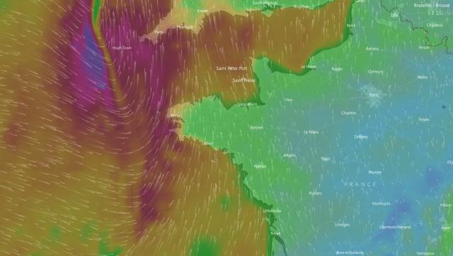 Wind forecasts for Tuesday, December 26 in the afternoon.