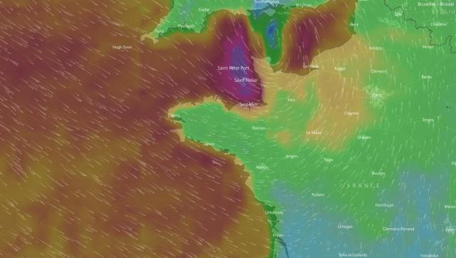 Wind forecasts for Wednesday, December 27 morning.