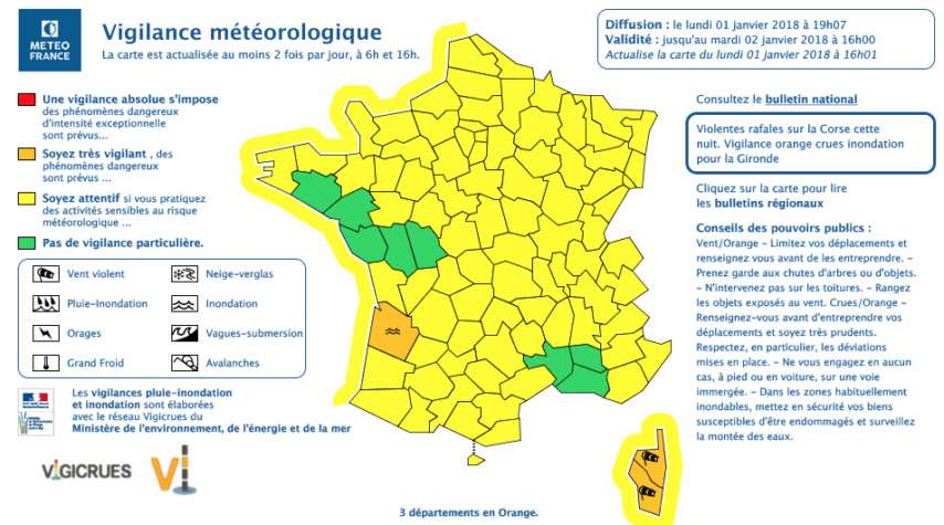 Due to storm Carmen, Météo France has maintained the Gironde and Corsica on orange alert