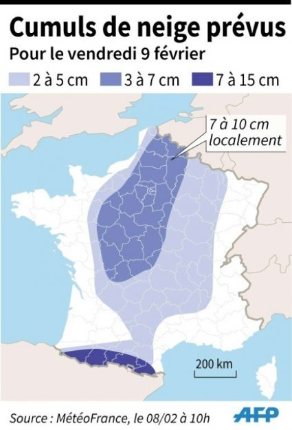 Snow accumulations expected. (© AFP / Thomas SAINT-CRICQ)