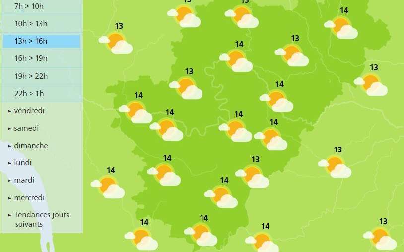 The afternoon weather forecast for the Charente department