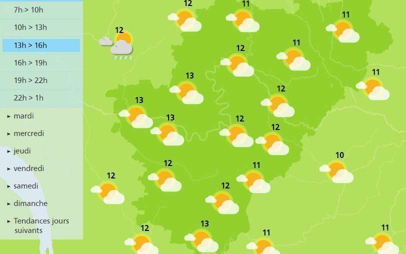 Afternoon weather forecast for the Charente department