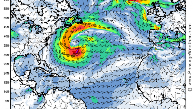 Position of the storm depression heading for France on the 6th March