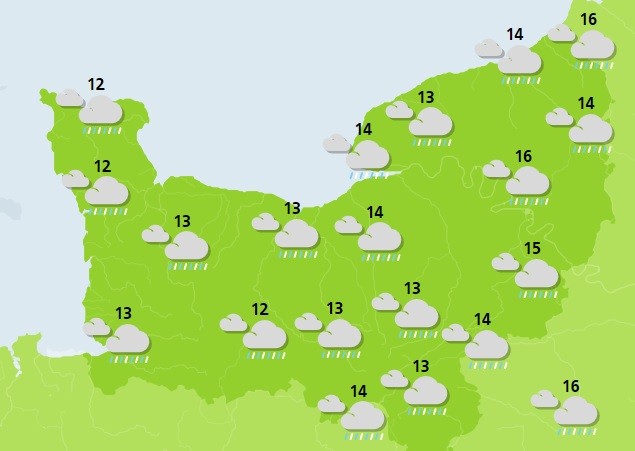 Sunday morning, scattered rains are announced on the five departments of Normandy. 