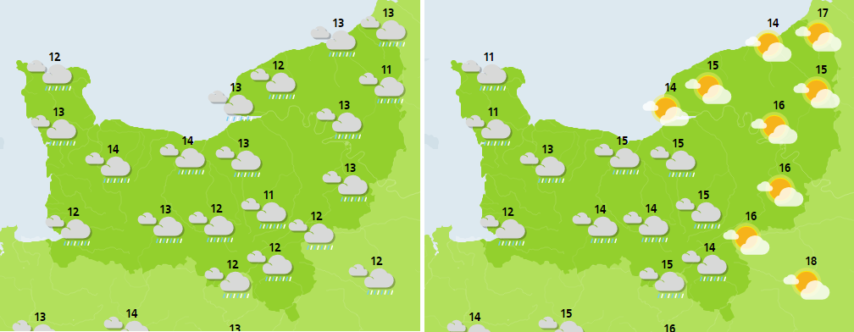 The weather fiorecast for Normandy on Saturday 7th April