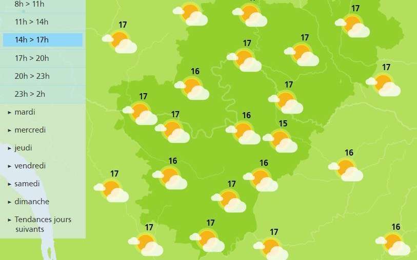 The weather in Charente will have sunny spells this afternoon