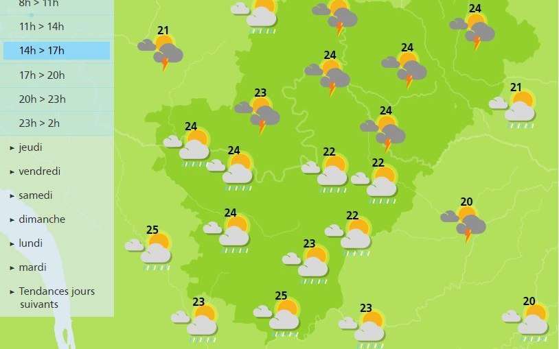 A wet afternoon is forecast for the afternoon in the Charente