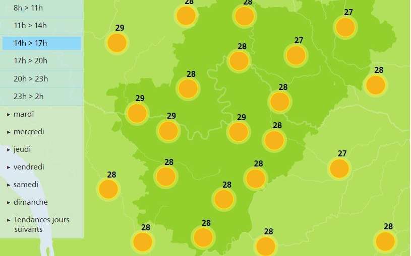 A hot sunny afternoon is forecast for the Charente