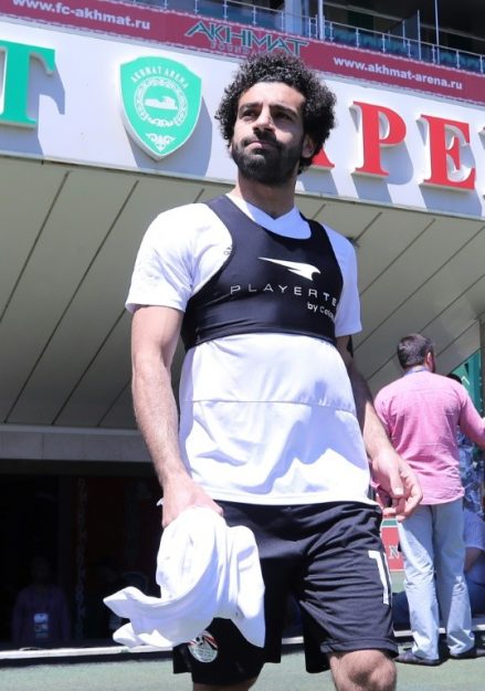 Egypt's star striker Mohamed Salah in training on June 13, 2018 in Grozny. 