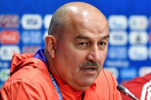 The coach of the Russian team Stanislav Cherchesov in a press conference on the eve of the opening match of the World Cup 2018 against Saudi Arabia on June 13, 2018 in Moscow