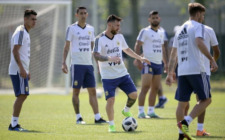 The Argentineans prepare for the 8th finals of the World Cup against France, during a session at Bronnitsy base camp on June 29, 2018.