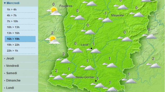 A gray day is forecast for the weather in Mayenne