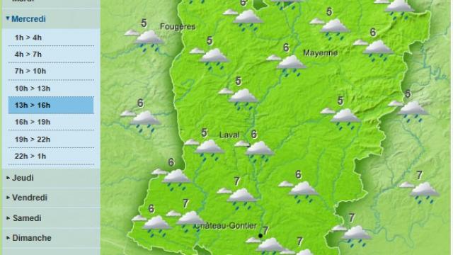 The weather forecast for the Mayenne is rain and a gloomy day