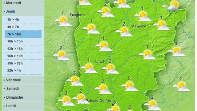 The temperatures should be cooler today according to the forecasts for the weather in Mayenne