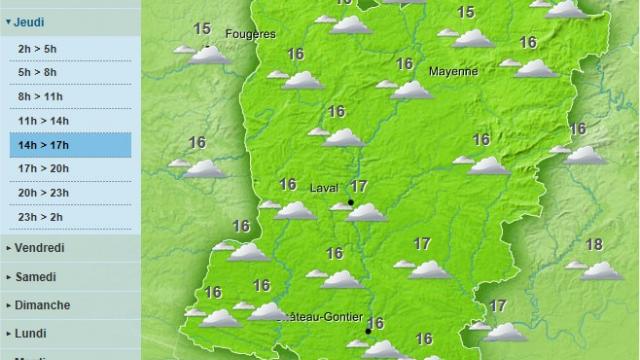 Thick cloud will cover the department of Mayenne with Rain forecast in the afternoon