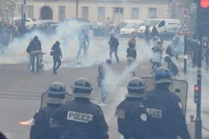 Students clash with Police at the protest in Nantes