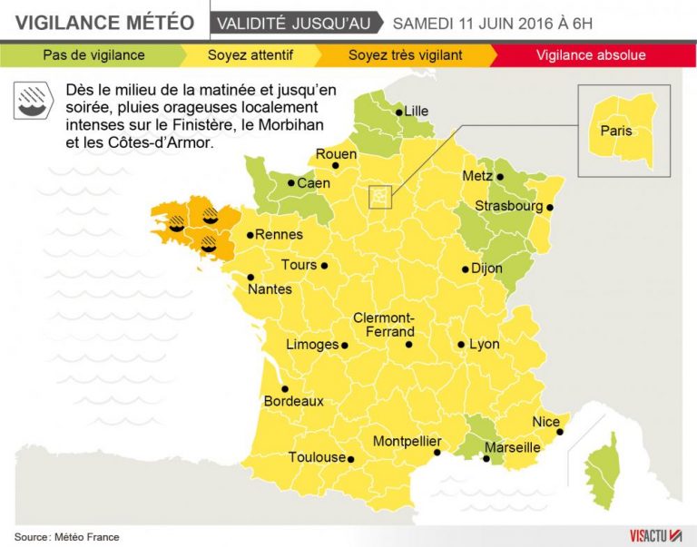 Meteo France have issued an orange alert for Brittany and Finistere