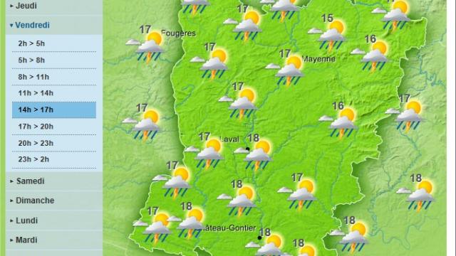 The forecast for the Mayenne, is heavy rain and the possibility of thunderstorms