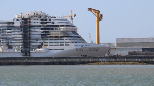 The Meraviglia will be launched in to the estuary at Saint-Nazaire later today