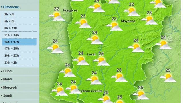 A sunny Sunday is forecast for the day in the Mayenne department