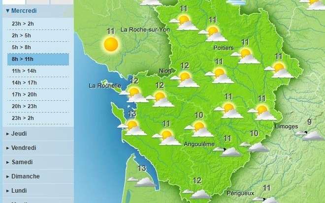 The Charente weather will be a mild day under a grey sky