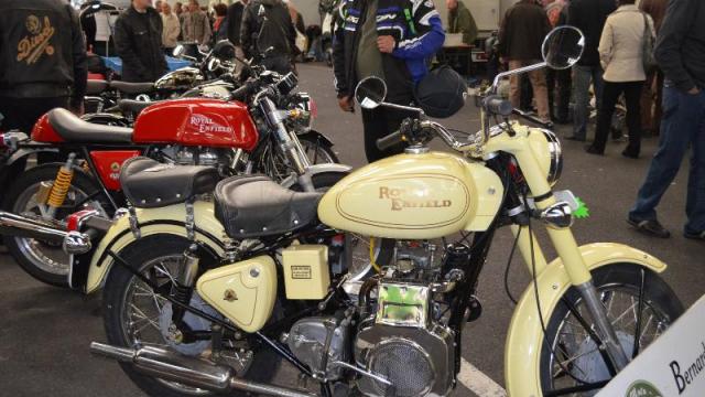 A display of vintage motorbikes on Sunday in Nantes