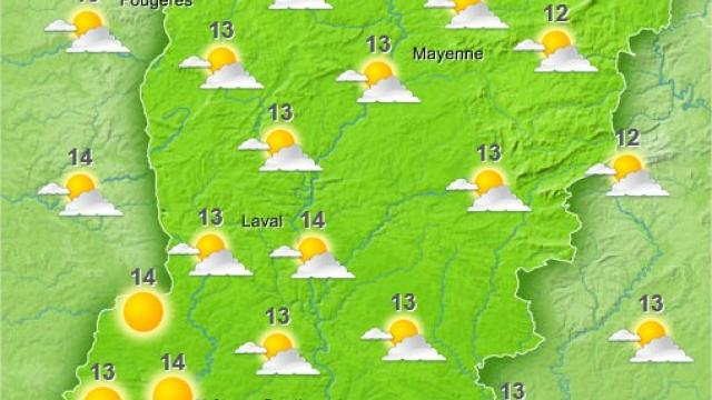 The weather for tuesday in the Mayenne forecasts lower temperatures