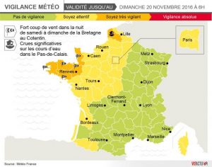 Meteo France has placed five departments on Orange a;lert for strong winds