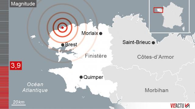 An earthquake of a magnitude of 3.9 was felt from Brest to Morlaix