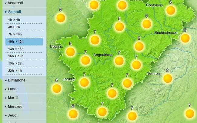 The weather forecast for the Charente is for plenty of sunshine, although there will be a chilly wind
