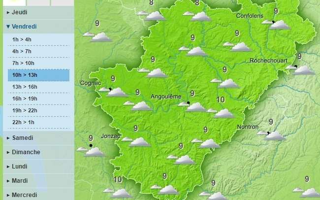 Weather in Charente : More Grey Skies this Friday 1