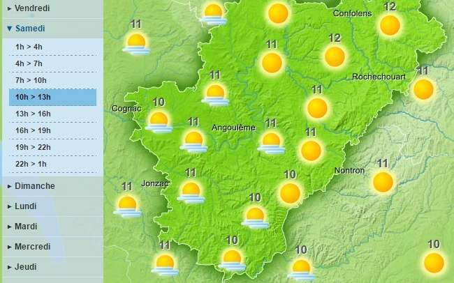A sunny and mild day is forecast for the Charente department