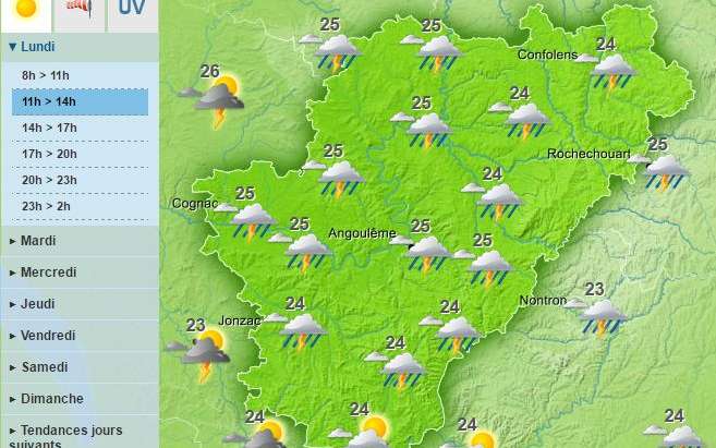 A unstable day is forecast for the Charente department