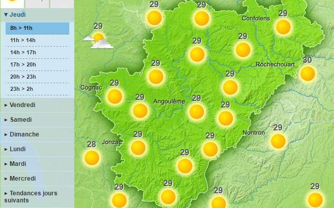 Another hot day is forecast for the Charente, although it should get fresher later on