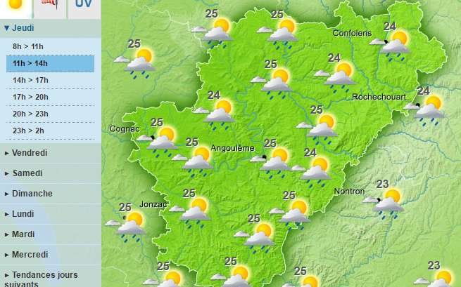Sunny morning inthe Charente with possibility of showers